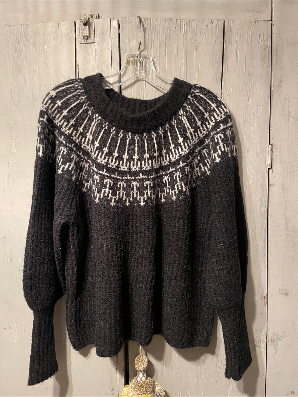 Universal Thread Black Sweater with White Nordic Yoke